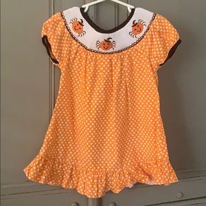 Pumpkin Spider Smocked Dress